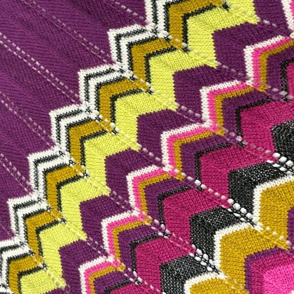 Missoni X Target Wool Blend Purple ZIG-ZAG Chevron Knit 13" x 68" Scarf Ltd Ed - Picture 5 of 7